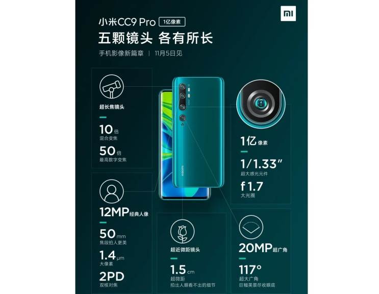 נחשף: זהו ה-Xiaomi Mi Note 10 - עם 6 מצלמות ועד 12GB RAM